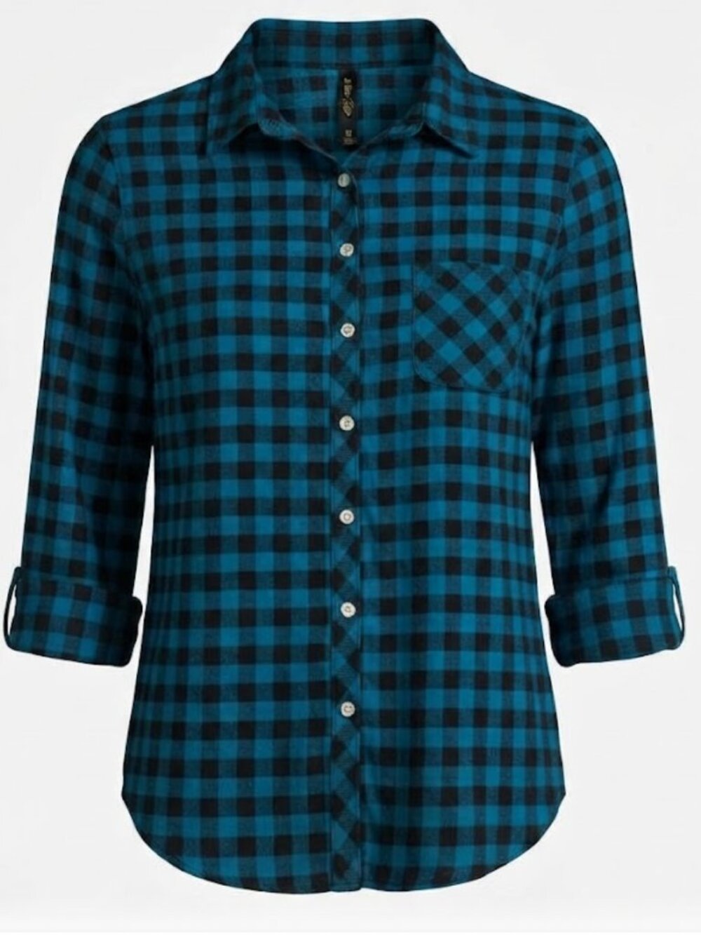 Alter Ego Women's Buffalo Plaid Flannel Shirt Medium Blue Black Long Sleeve
